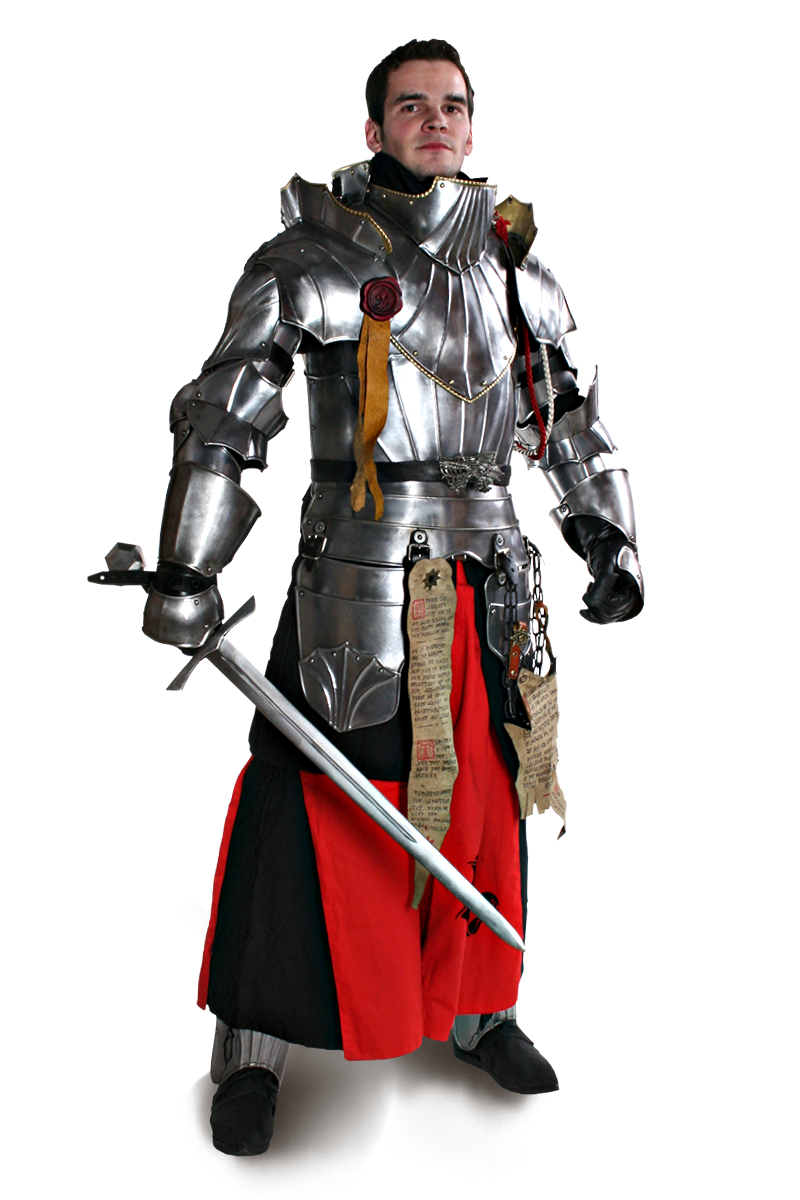 verzierte Metallrüstung für Larp Paladin
