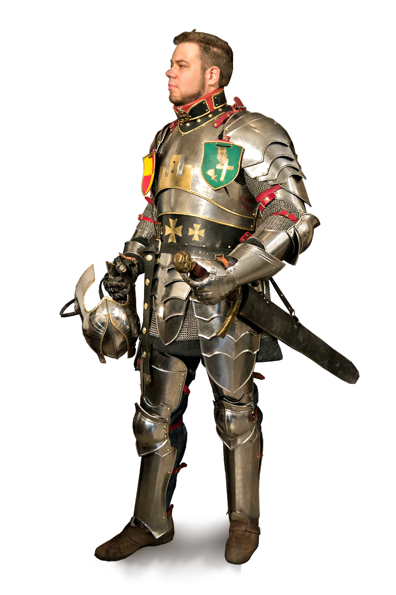 Verzierte Metallrüstung für Larp Ritter
