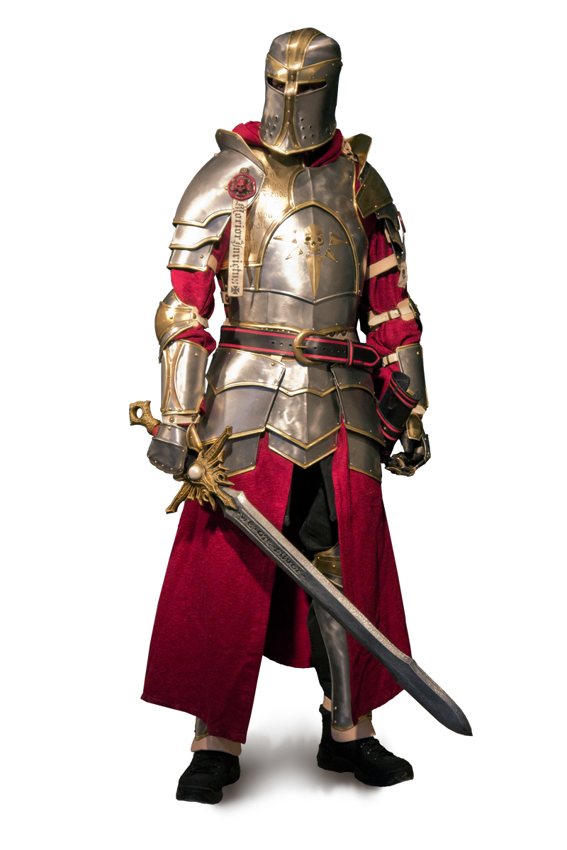 verzierte Metallrüstung für Larp Paladin