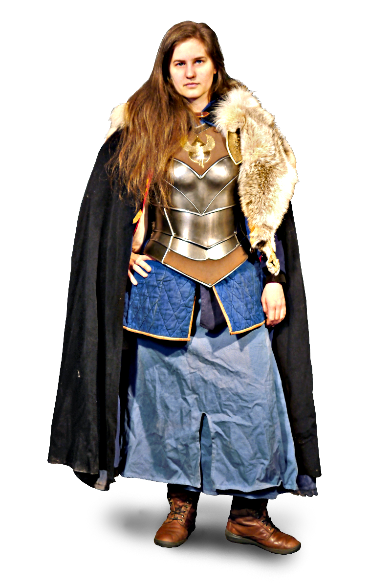 verzierte Frauen-Metallrüstung für Larp Ritterin