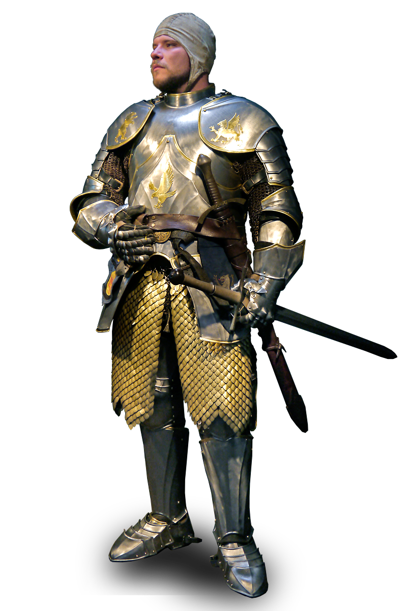 verzierte Metallrüstung für Larp Paladin